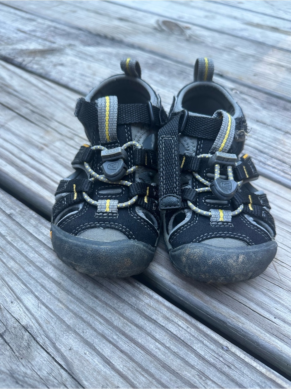 Keen Kids Black and Yellow Outdoor Closed-Toe Sandals